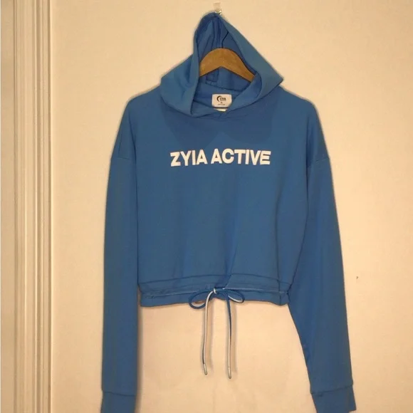 ZYIA Sky Blue Uppercut Cropped Pullover XXL Hoodie - Picture 2 of 13